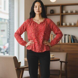 Cece Polyster Top with ditsy flowers